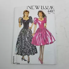 New Look Sewing Pattern 6487 80s Poofy Prom Dress Womens size 6 8 10 12 14 16 18