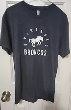 Men's Next Level Vintage Ford Broncos 1966 -1977 Distressed T-Shirt Gray Size S