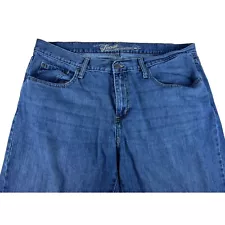 Old Navy Loose Baggy Denim Jeans Men 38 Blue Relaxed Fit Wide Leg Pockets Cotton