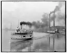 Toledo Ohio Steam Ship Owana leaving for Detroit c1900 OLD PHOTO