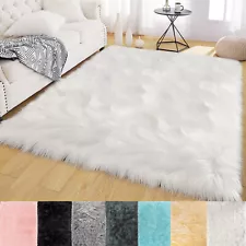 Faux Fur Sheepskin Area Rug Non-Skid Furry Carpet for Living Room in Many Colors