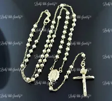 Real 14K Yellow gold Rosary Necklace Crucifix 6.60 grams 18 inch Brand new