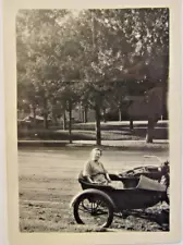 1910 ? INDIAN ? Motorcycle, w/side car b&w, 3 3/8" x 2 3/8" #15