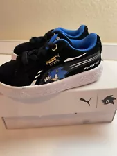 Puma x Sega SONIC Black Sonic Blue - Suede Size 5C NEW Kids Tennis Shoes Sneaker