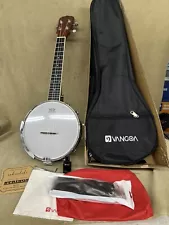 Vangoa Banjolele 23” w/ Remo Head & Case - Portable 4 String Banjo - Great Deal!