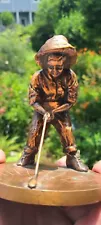 Vintage Bronze Pinehurst Country Club Putter Boy Statue Balfour Sun Dial