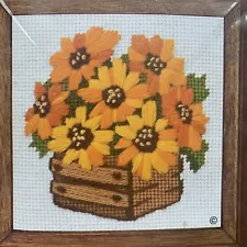 Wooden Crate of Yellow Daisies Vintage Needlepoint Kit NIP 5x5 Donna Cooler