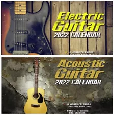 COMBO DEAL 2022 ACOUSTIC & ELECTRIC GUITARS WALL CALENDAR SALE! fender gibson