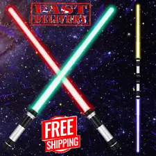 2 Pcs LED Light Saber for Kids, 7 Color Changing Operated Lightsaber Set Gifts