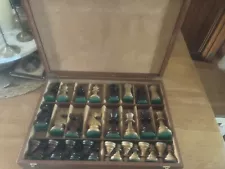 Vintage Chess Set Pieces w/ Wood Box - No Board