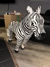 Giant Plush Zebra Standing Stuffed Animal Tall Wire Frame (33” H 42” L)