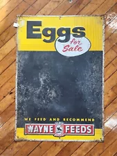 Vintage Antique Painted Metal Eggs For Sale Sign Wayne Feeds