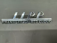 Vintage Car Dealer Emblem Nameplate Lipp Chevy Franklin Red Cloud Nebraska Logo