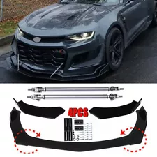 For Chevrolet Camaro SS LT1 ZL1 Front Bumper Lip Splitter Spoiler + Strut Rods