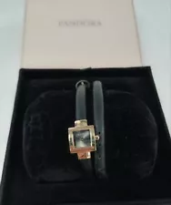 Pandora Swiss Made Wristwatch Black Leather Wristwatch With Box 34cm Wrap Strap