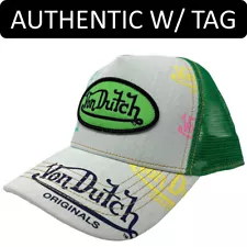 Von Dutch Trucker Hat Light Denim Apple Green Embroidered Logo Snapback Cap