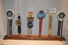 Handmade American Red Oak 6 Beer Tap Handle Display for Bar