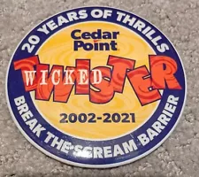 CEDAR POINT Wicked Twister PIN BUTTON Rollercoaster Defunct