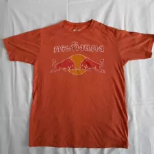 Used Orange T-Shirt Size Large Red Bull Energy Drink Thailand Script Language