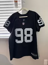 Maxx Crosby LV Raiders Captain Patched Black Nike Vapor Elite Jersey Size 48/XL