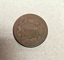 Copper Civil War 1864 two cent coin piece ungraded