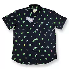 RSVLTS Men’s XL Shirt Rick and Morty Short Sleeve Button-Front Portal Gun