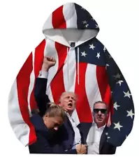 Donald Trump Shooting Supporter's Hoodie American Flag 3D Printed Casual Top New