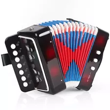 Accordion Kids Accordion with 10 Keys Button Accordion Toy for 10Key Black