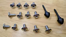 (15pcs) GLOVE BOX & HINGE CHROME SCREW SET! FOR OLD CLASSIC CAR/TRUCK/WAGON ETC