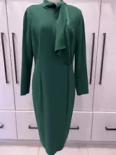 Pamella Roland green dress couture Size 8 cocktail tie neck SAMPLE SALE