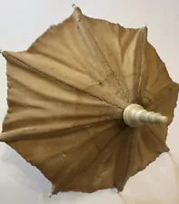 Antique Fashion Doll Parasol 1870’s Brass Handle Functional Umbrella Orig. Cloth