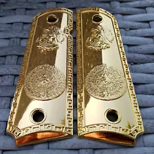 Luxury For 1911 Grips PISTOL GRIPS Full Size 45 Commander Gold Nickel Plated