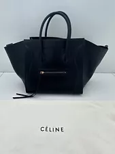 CELINE PHANTOM LUGGAGE TOTE BAG SMOOTH BLACK LEATHER GOLD HW