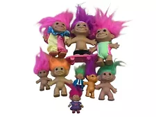 New ListingVintage Treasure Troll Mixed Dolls-Lot Of 9