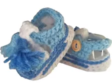 Baby Crochet Shoes Sandals 0-3 Months Blue