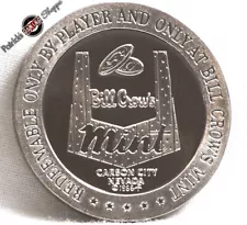 $1 FULL PROOF SILVER KLAD SLOT TOKEN BILL CROW'S MINT CASINO 1966 FM CARSON CITY