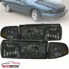 Smoke Headlights+Corner Signal Lamps Fits 1991-1996 Chevy Caprice 94-96 Impala (For: 1995 Chevrolet Caprice Classic)