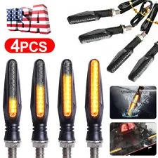 4x Flowing LED Motorcycle Turn Signals Light Blinker Indicator Tail Lights Amber