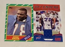 Bruce Smith Buffalo Bills Score Game Jersey & 1986 Topps Rookie (2) Card Lot!