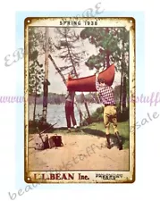 1938 L L BEAN Maine Hudson Bay Hunting boating metal tin sign cool art for sale