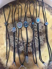 Fashion Stone Design Bolo Tie Lot Of 7 Pendant Turquoise Tribal Western