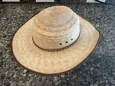 Resistol Hat Genuine Mexican Palm 7 5/8 Band Straw Quality Cowboy Western