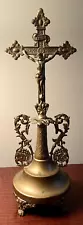 RARE ANTIQUE 1800's NUNS CONVENT STANDING CATHOLIC CHURCH ALTAR CRUCIFIX 15.5"