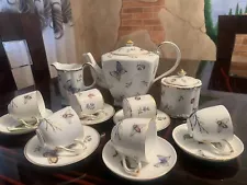 Vintage Teapot Set Butterflies, Dragonflies For 6 Person