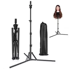 63In Wig Stand Tripod Upgraded Adjustable Mannequin Head Stand Metal Holder