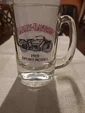 HARLEY DAVIDSON Motorcycle 1919 Sport Model Glass Beer Mug Black Red Print