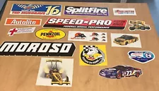 VINTAGE RACING DECALS STICKERS LOT OF 15--(B-15)--RARE!