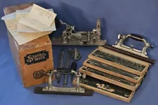 ANTIQUE STANLEY 55 COMBINATION PLANE 4 BOXES CUTTERS, ACCESSORIES & ORIG RECIEPT