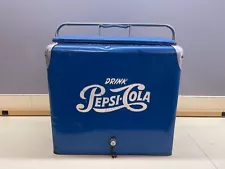 Vintage 1950's PEPSI Blue PEPSI-COLA Picnic Metal Ice Chest Cooler w/ Tray