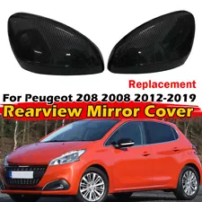 For Peugeot 208 2008 2012-2019 ABS Carbon Fiber Replacement Mirror Cover Caps (For: Peugeot 208)